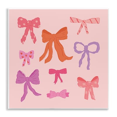 Stupell Stylish Fashion Bows on Pink Wall Plaque Art Design By Sazerelli Designs