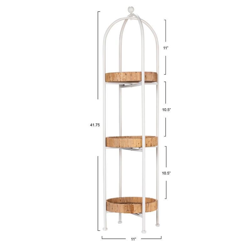 Arched Metal Plant Stand or Shelf with Removable Rattan Trays