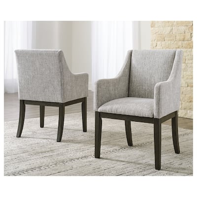 Burkhaus Dark Brown Dining Upholstered Arm Chair, Set of 2 - 21"W x 24"D x 36"H