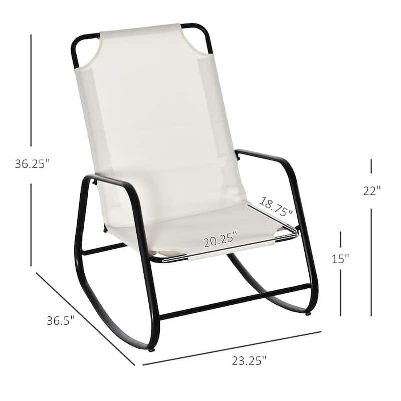 Outsunny Garden Rocking Chair, Outdoor Indoor Sling Fabric Rocker for Patio, Balcony, Porch
