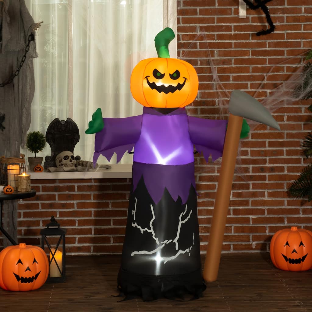 Outsunny 5 ft. Outdoor Light-Up Pumpkin Inflatable Halloween Decoration