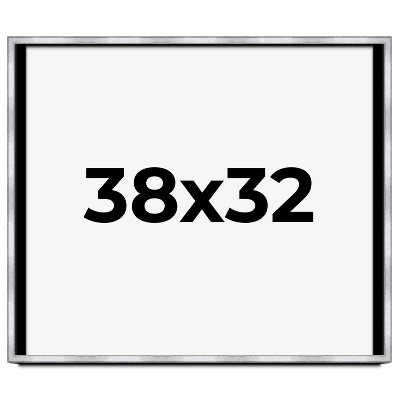 38x32 Shadow Box Frame Silver | 1.375 Inches Deep Real Wood