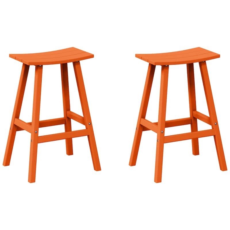 Laguna Hdpe All Weather Outdoor Patio 29" Saddle Seat Bar Stool (Set Of 2)