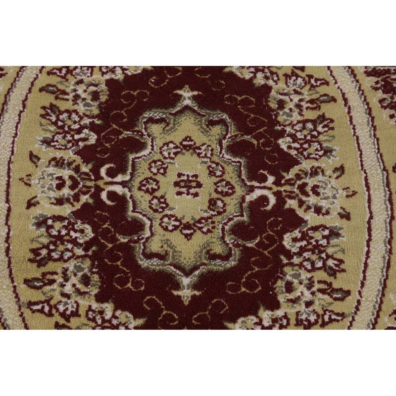 Burgundy Red Kashan Turkish Area Rug Machine Made Carpet - 6'6" x 9'10"