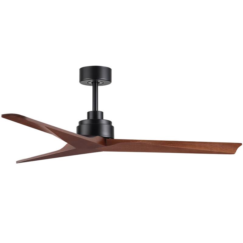 52" Lowe Profile Ceiling Fan without Light, Solid Wood Fan Blades