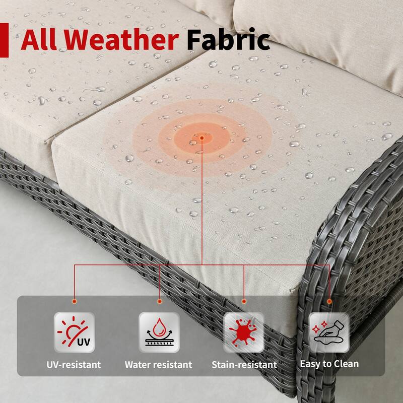 OVIOS 7 Pieces Outdoor Patio Swivel Chair Loveseat Conversation Set