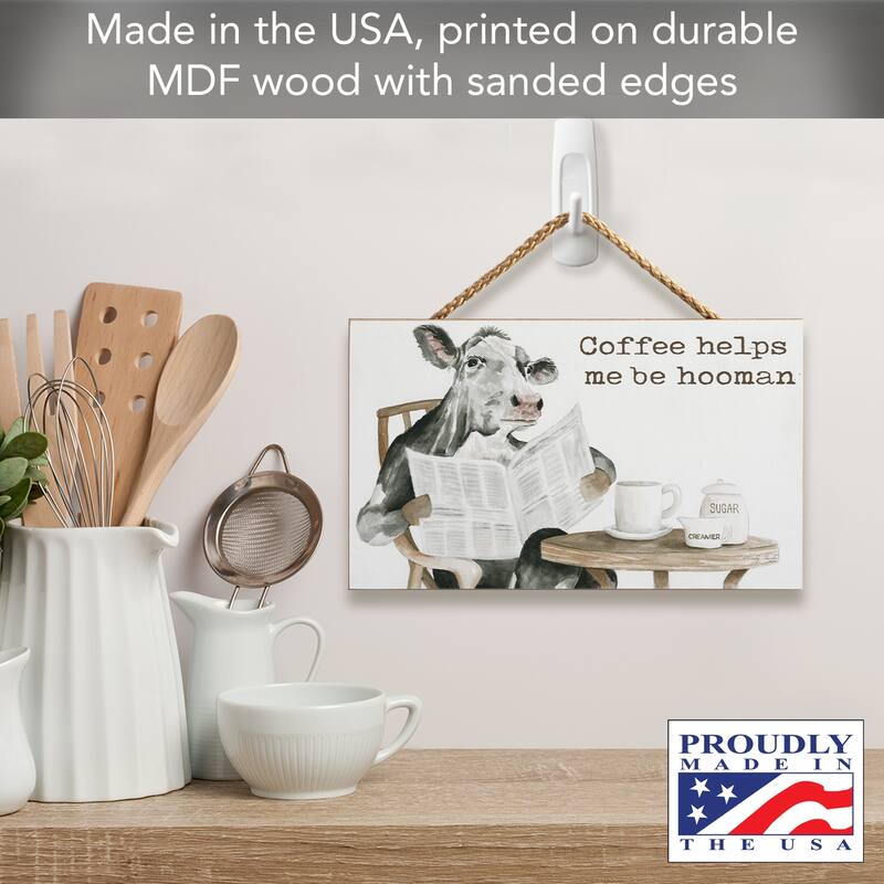 Hooman Hanging Wood Sign 9.5" x 5.75" Made in the USA - Multi