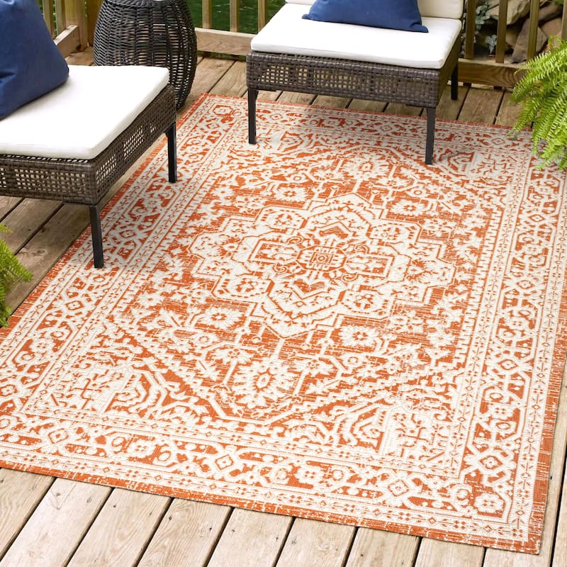 JONATHAN Y Rozetta Medallion Textured Weave Indoor/Outdoor Area Rug