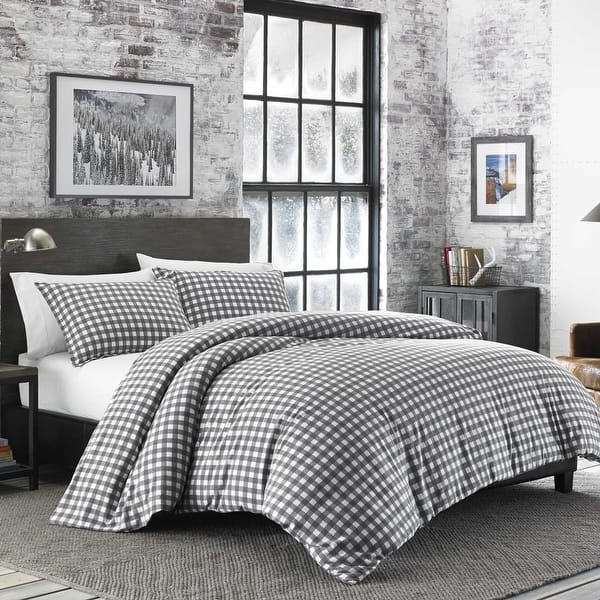 slide 1 of 3, Eddie Bauer Preston Cinder Flannel Duvet Set