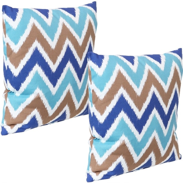 slide 1 of 9, Sunnydaze 2 Square Outdoor Throw Pillow Covers - 17-Inch - Chevron Bliss