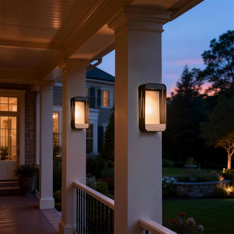 Outdoor Solar LED Wall Lantern Metal Dusk to Dawn Sconce(2-pack)