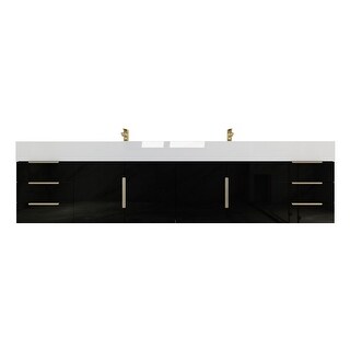 Bethany 84-inch Wall-mounted Vanity with Reinforced Acrylic Sinks