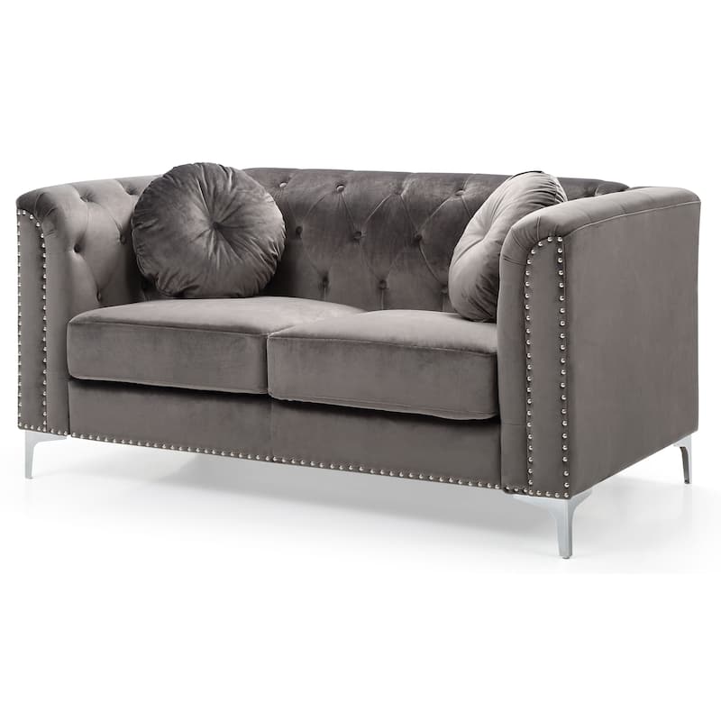 Pompano Velvet Button Tufted Loveseat