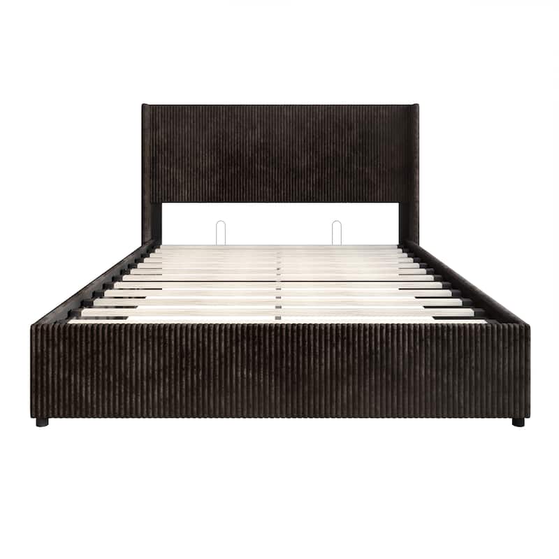 CraftPorch Luxury Wingback Platform Lift Up Storage Bed