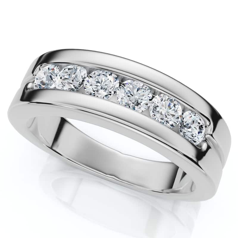 Men's 5/8Ct Diamond 6-Stone Polished Wedding Ring Lab Grown Gold
