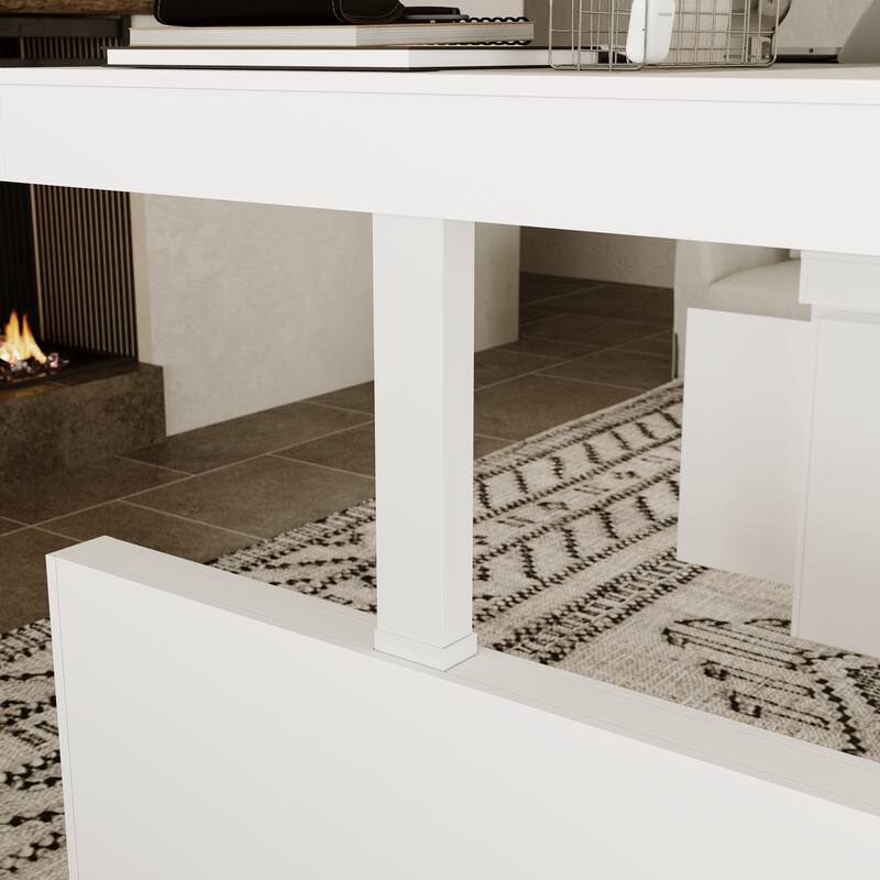 Electric Adjustable Standing Desk Table, 110" Large Height Adjustable Work Table with Storage