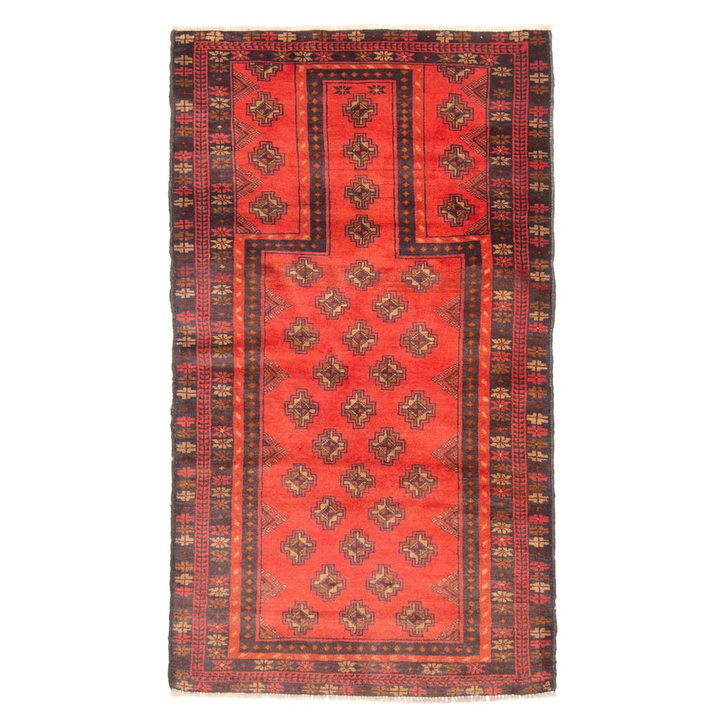 ECARPETGALLERY Hand-knotted Teimani Red Wool Rug - 2'10 x 5'1