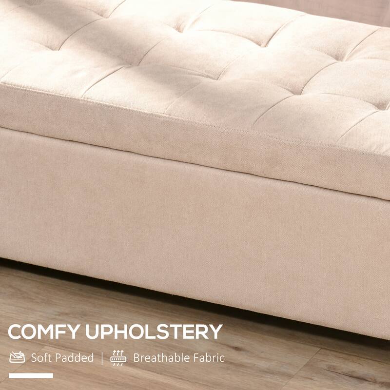 Storage Bench,End of Bed Bench, Linen Fabric Storage Chest with Lift Top, Tufted Ottoman with Storage for Living Room