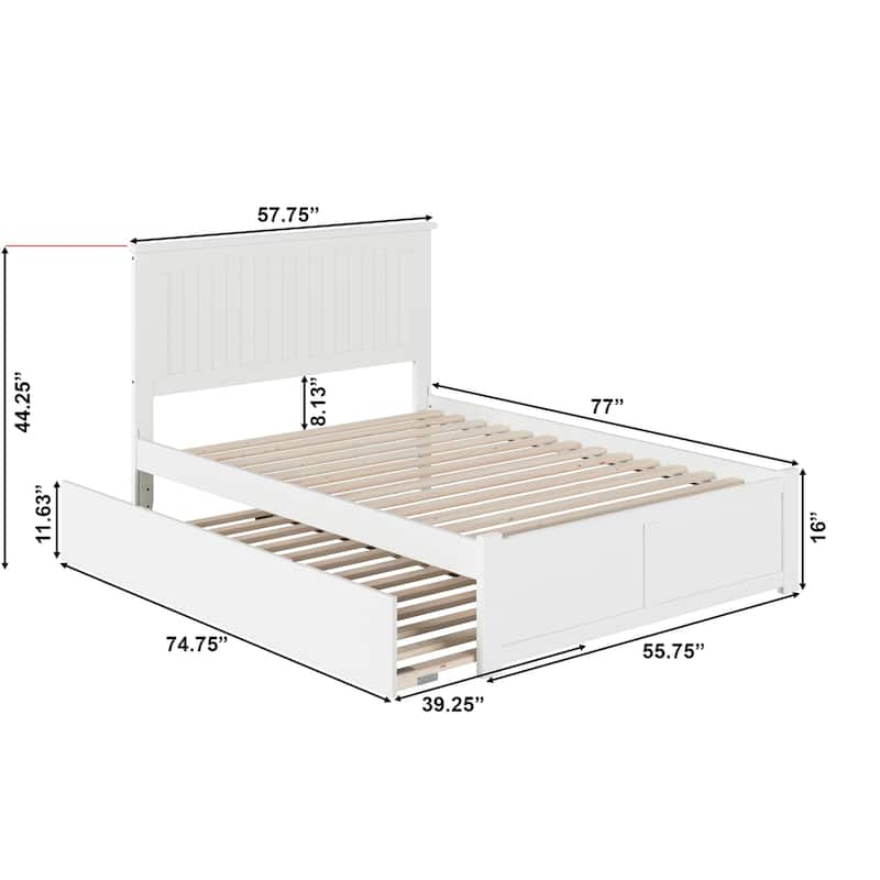 Nantucket Full Platform Bed with Footboard and Twin Trundle