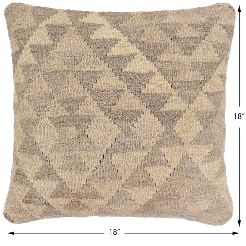 Rustic Grace Turkish Hand-Woven Kilim Pillow - 18'' x 18''