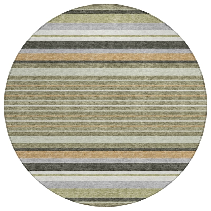 Machine Washable Indoor/ Outdoor Modern Stripes Chantille Rug