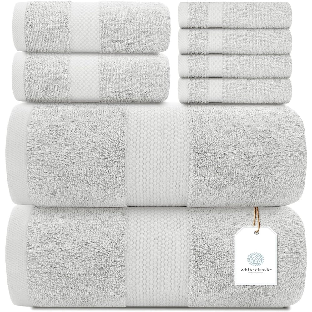Luxury Extra Large Oversized Bath Towels, Hotel Quality Towels, 650 GSM, Soft Combed Cotton Towels for Bathroom, Home Spa Bathroom Towels, Thick &  Fluffy Bath Sheets, Grey - 4 Pack