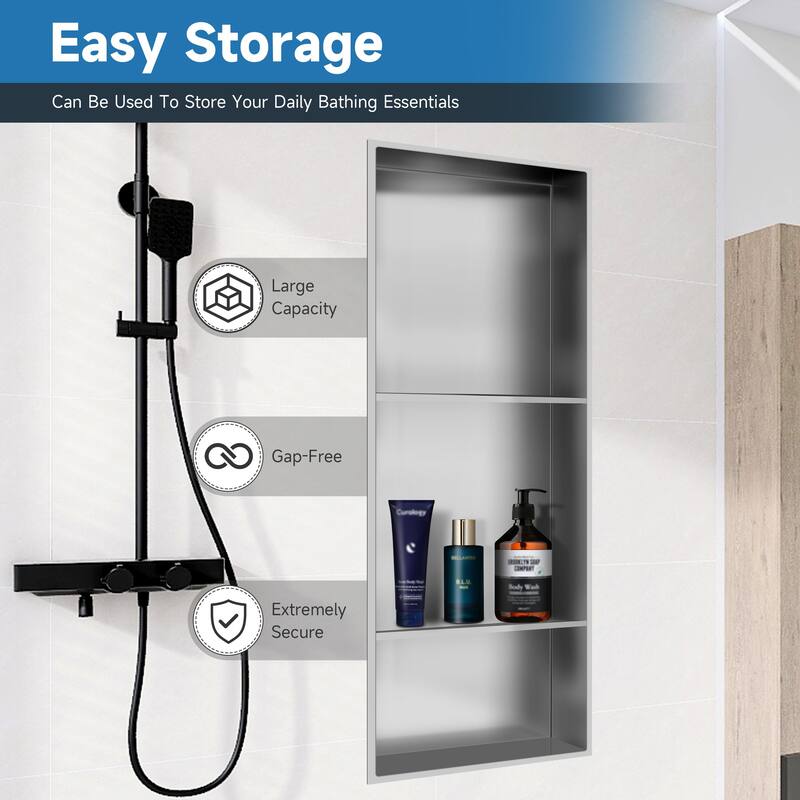 WIZ 12.8-inch W x 30.8-inch H x 4-inch D Stainless Steel Shower Niche - N/A