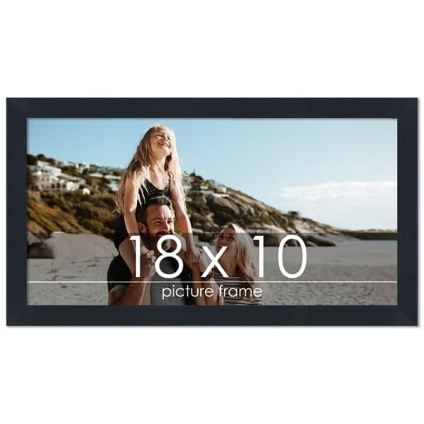 18x10 Frame Black 1 1/8" Wide Solid Wood Picture Frame UV Acrylic