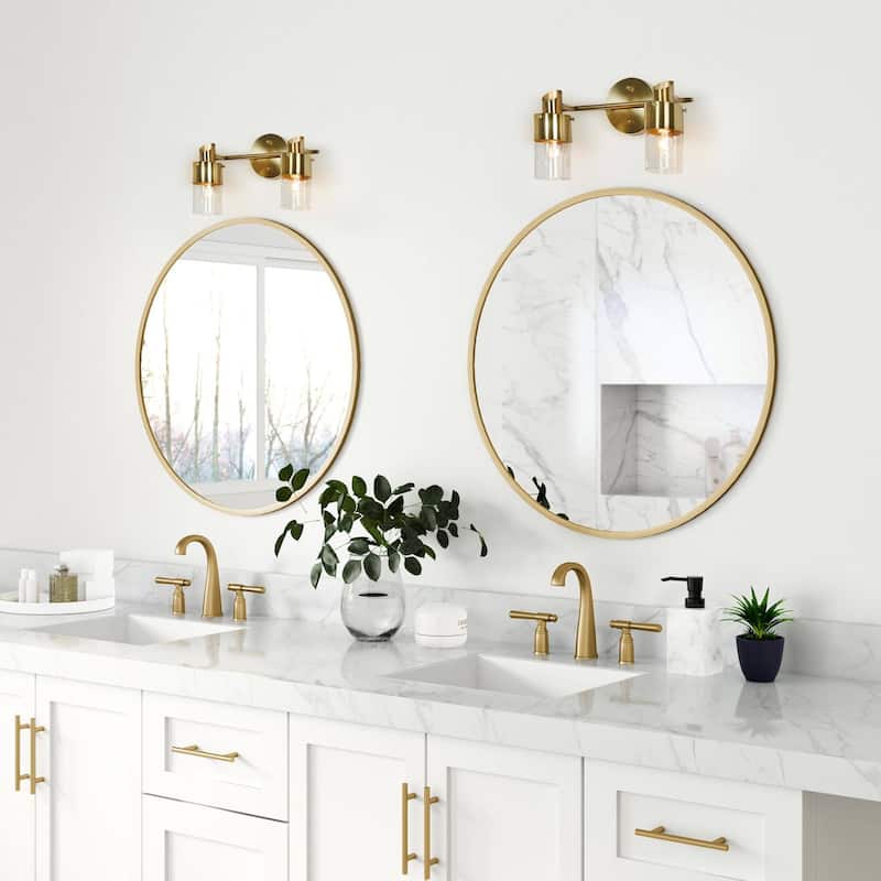 Modern 2/3-Light Dimmable Gold Bathroom Vanity Light Cylinder Glass Wall Sconces