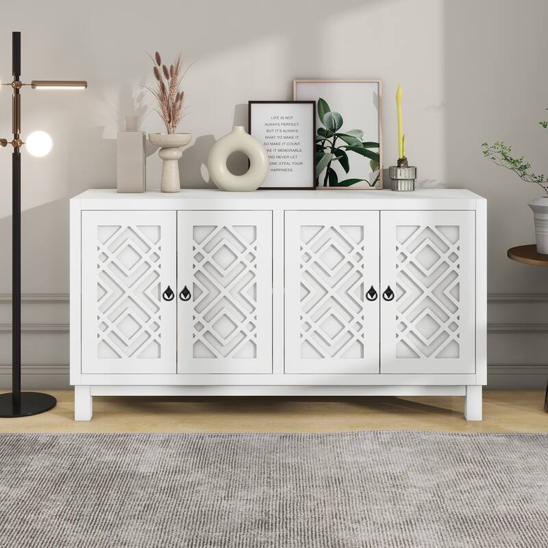 Nestfair 4 Door Buffet Cabinet Sideboard with Pull Ring Handles