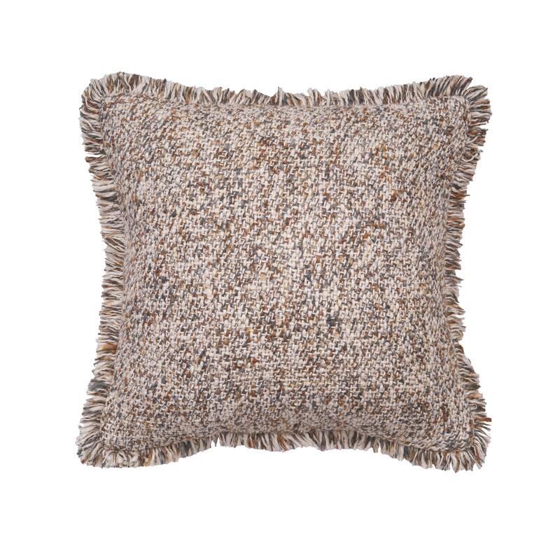 Cozy Gray Fringed Pillow