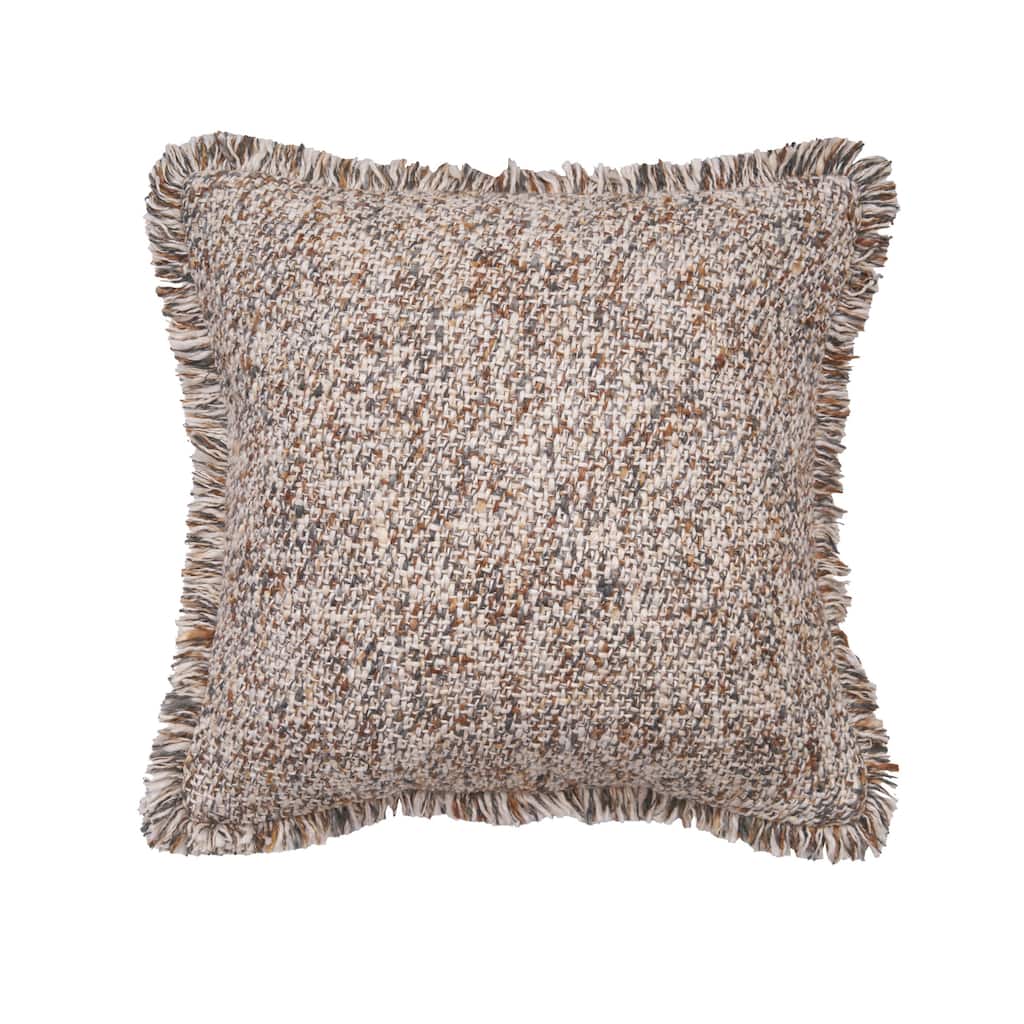 Cozy Gray Fringed Pillow