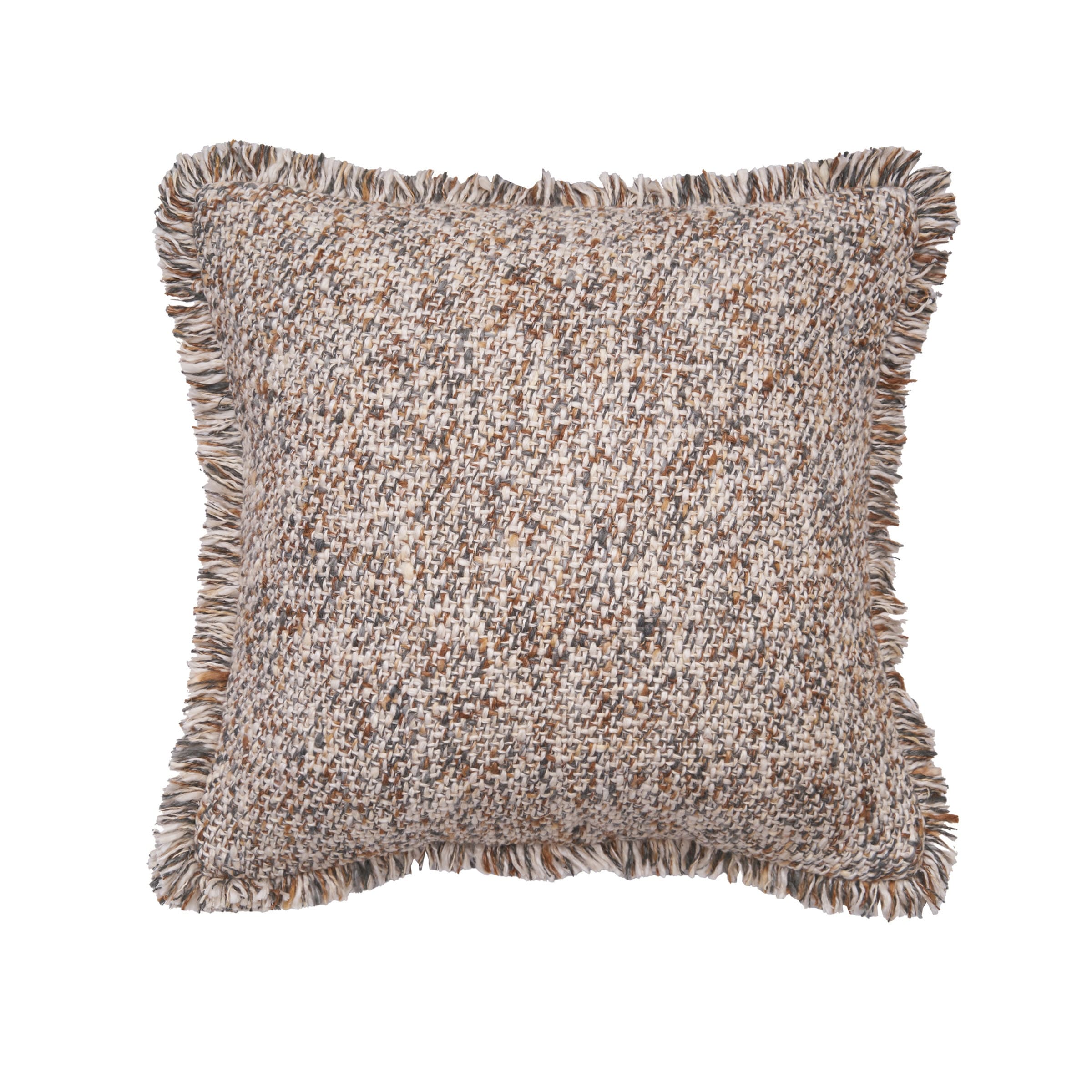 Cozy Gray Fringed Pillow