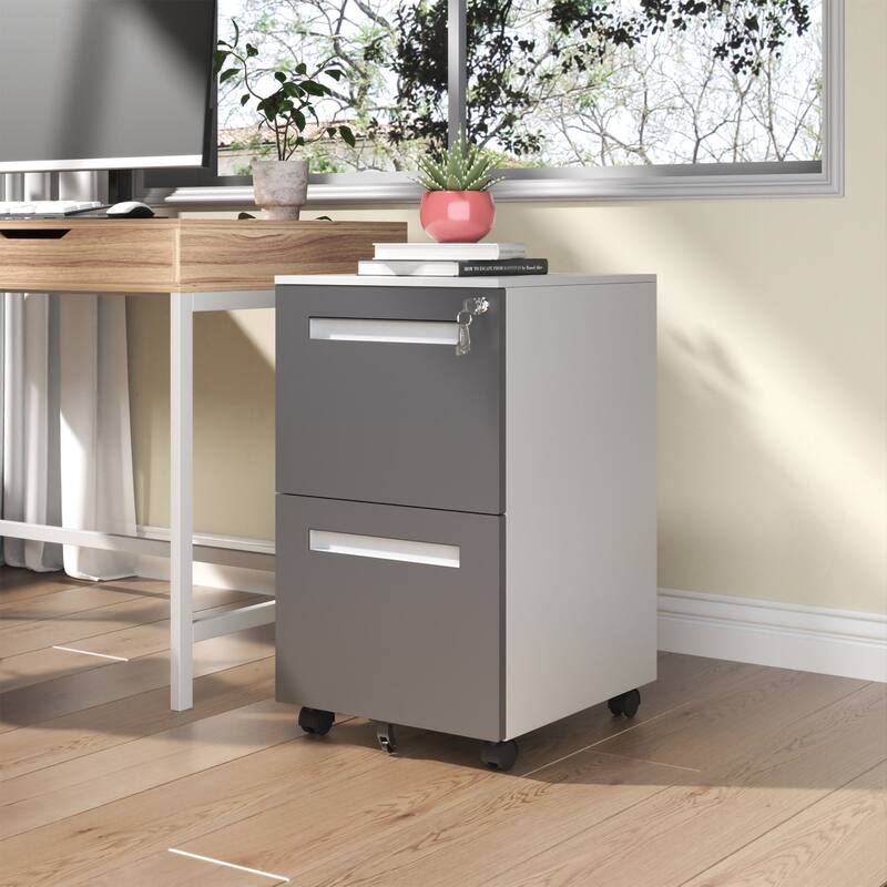 2-Drawer Mobile File Cabinet with Lock