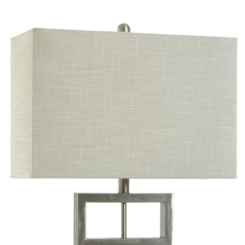 Oak Silver Table Lamp - Brown Brushed and Champagne Gold Body - Oatmeal Shade