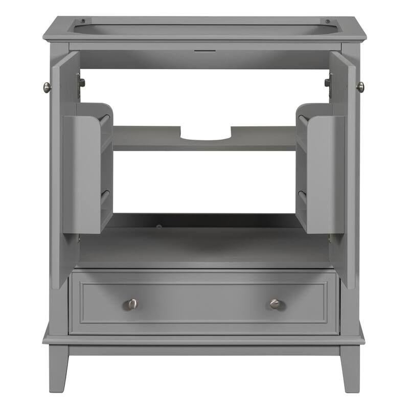 30" Multi-functional Bathroom Vanity without Sink, Base Only - Grey