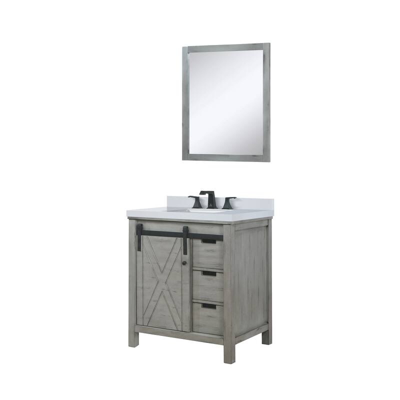 Marsyas 30 in W x 22 in D Brown Bath Vanity, Cultured Marble Countertop, Faucet Set and 28 in Mirror