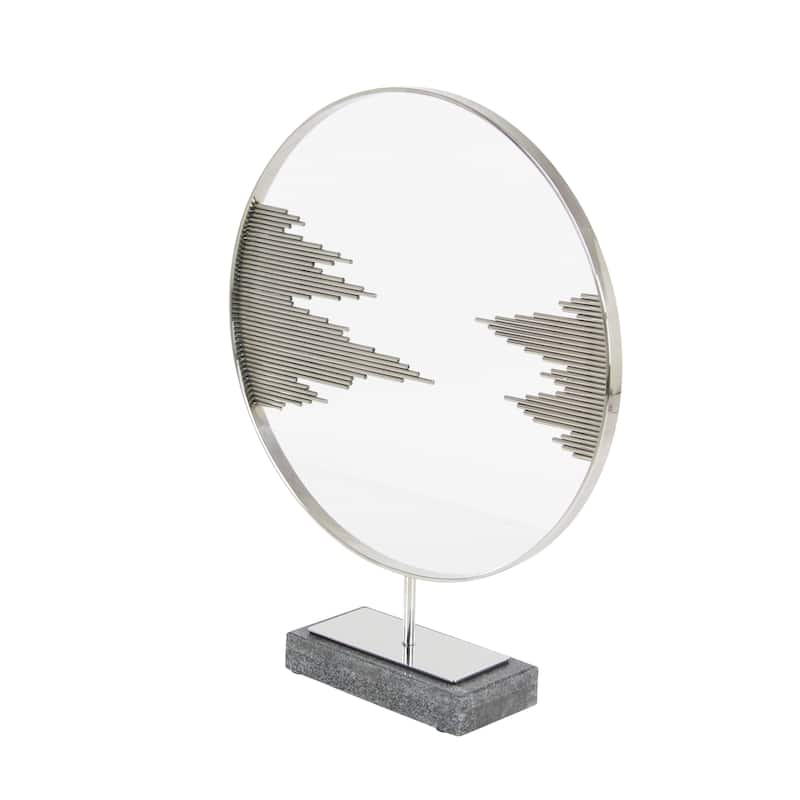 Black Stainless Steel Metal Geometric Decorative Sculpture with Stand - 19 x 4 x 23