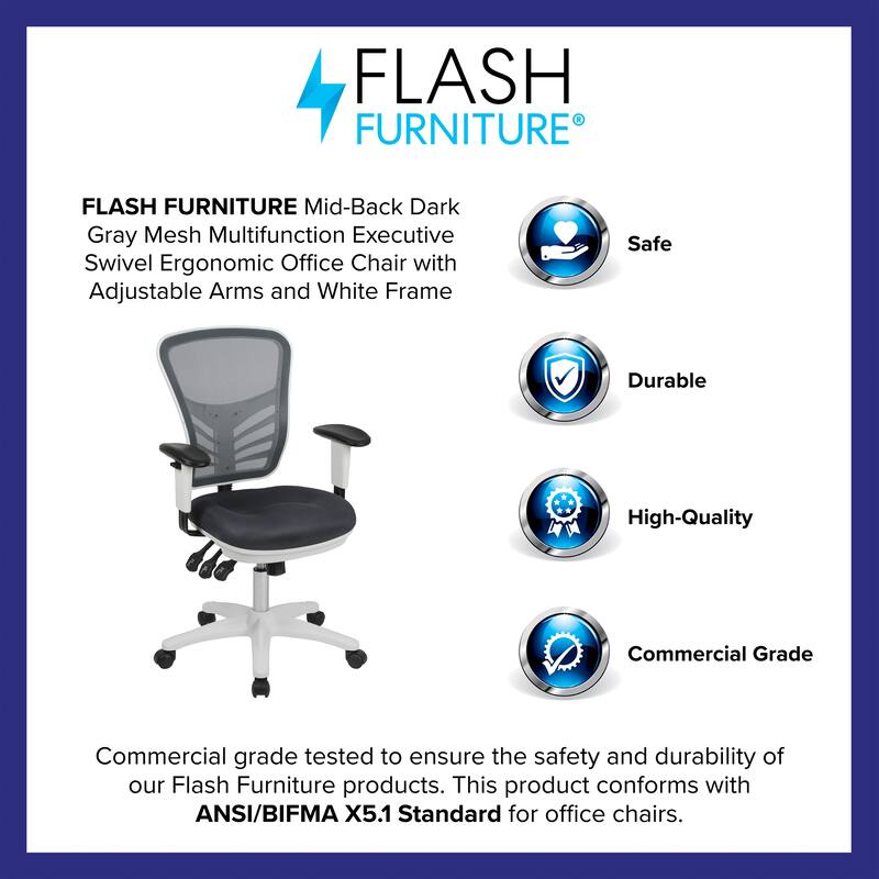 Mid-back Blue Mesh Adjustable Ergonomic Office Chair