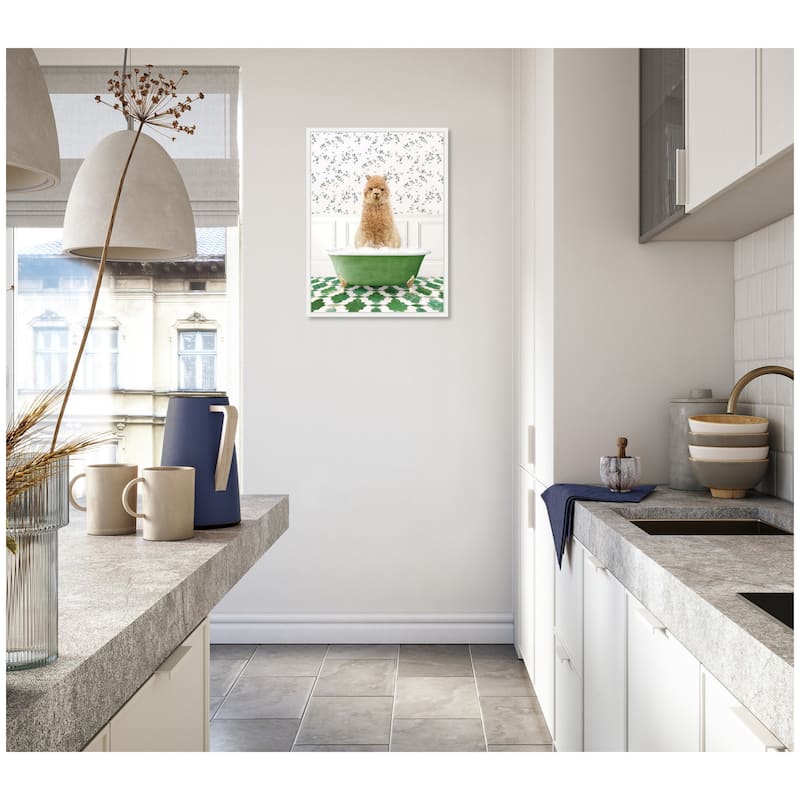 Kate and Laurel Sylvie Aniaml in Eclectic Green Bathtub Framed Canvas by Amy Peterson
