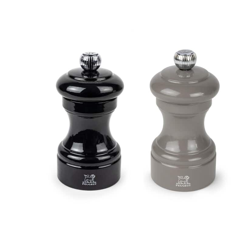 Peugeot Bistro Pepper and Salt Mill Set - 10cm - 4in. - Black and Smoked Grey