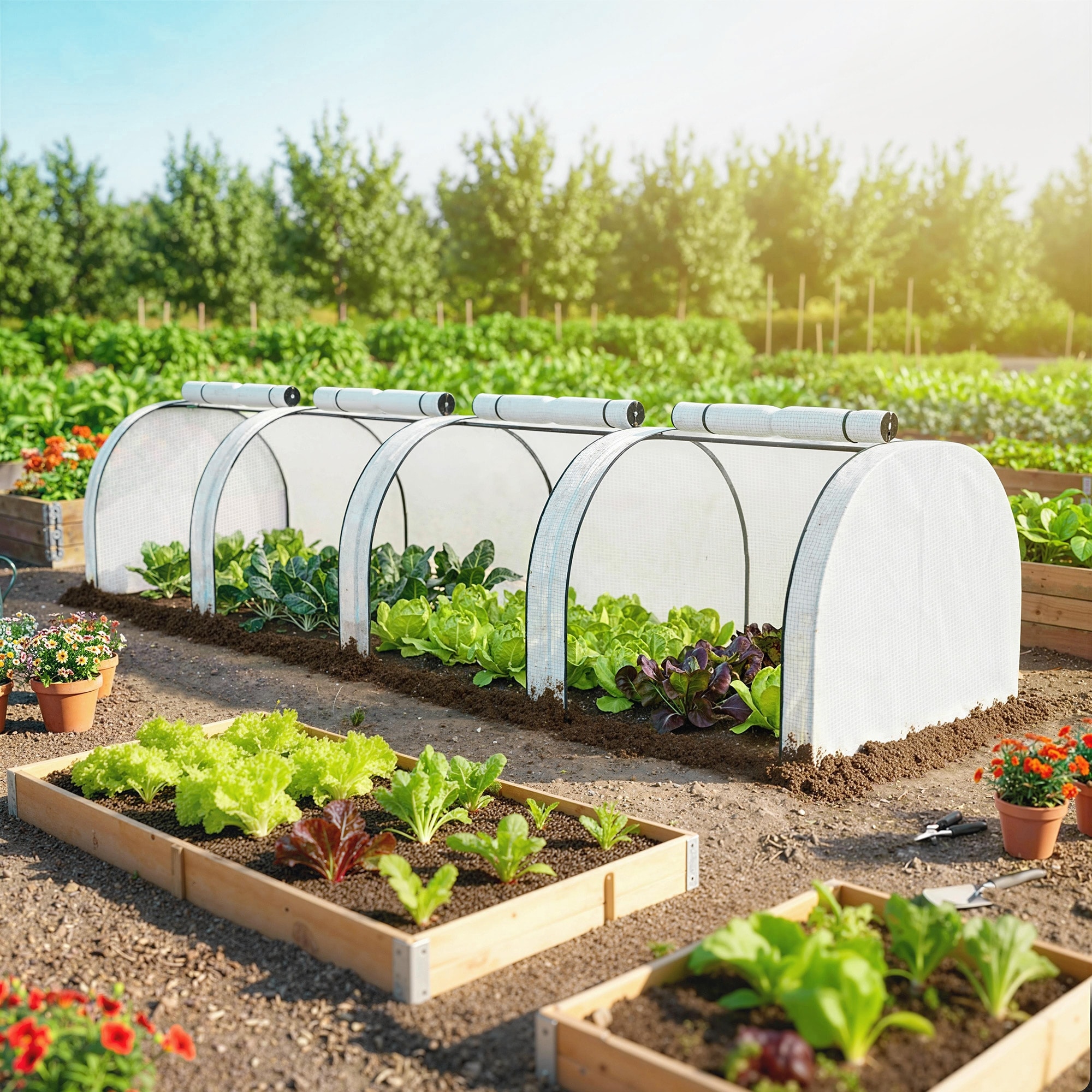 Outsunny Mini Greenhouse, Portable Tunnel Green House with Roll-Up Zippered Doors, UV Waterproof PE Cover