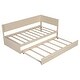 preview thumbnail 14 of 28, Twin Size Wood Daybed with Trundle and Guardrail, Solid Pine Frame, No Box Spring Required, Vintage Style for Bedroom, Beige