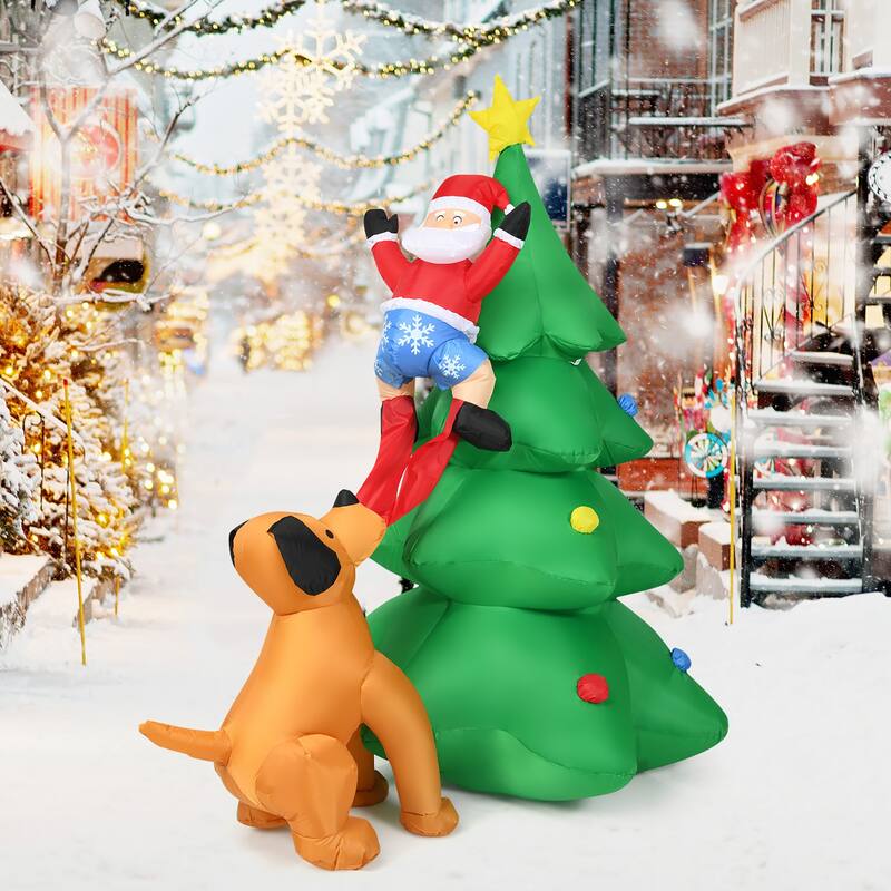 6.5 FT Inflatable Christmas Tree Inflatable Santa Claus Climbing Tree