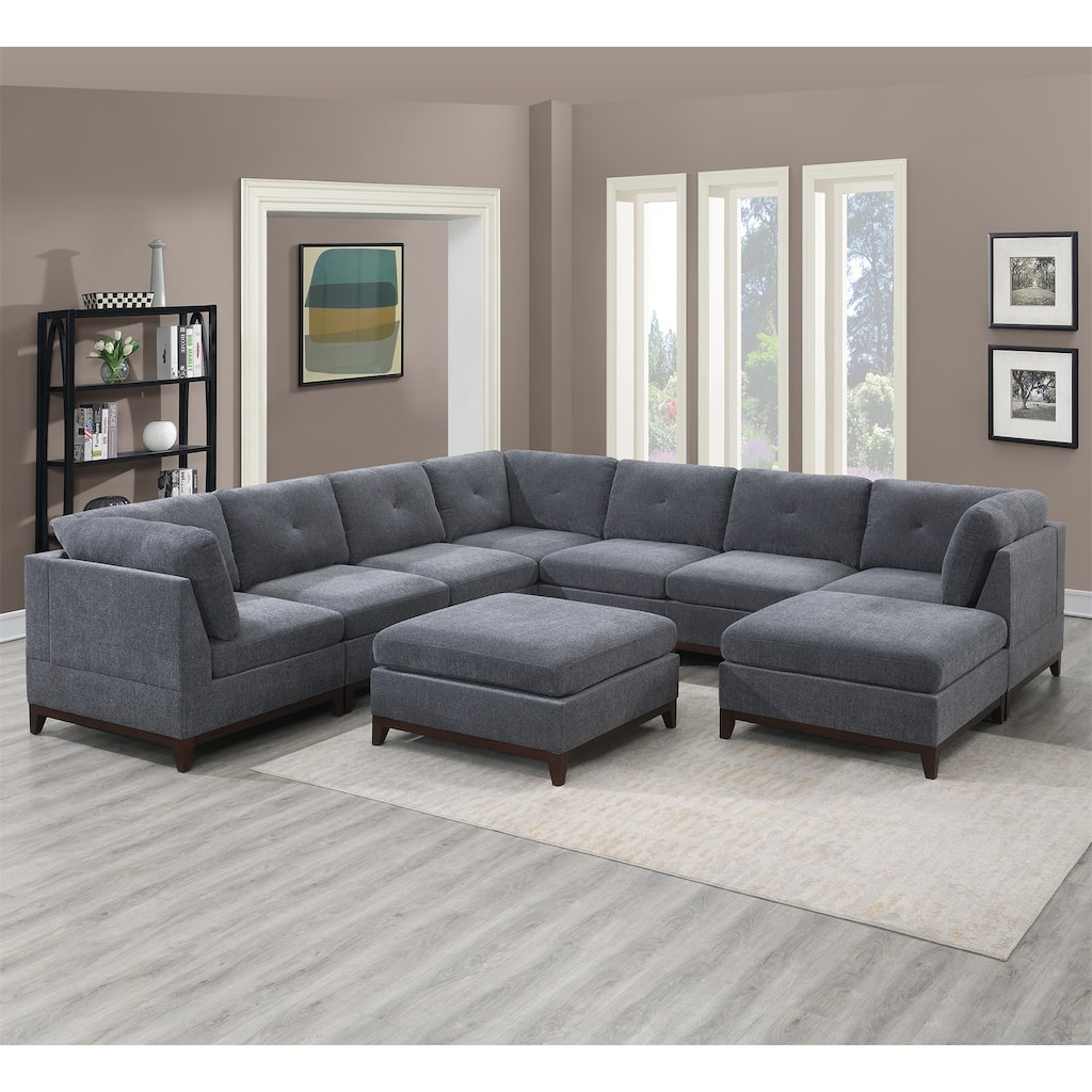 Chenille Fabric Modular Sectional Couch (Set of 9)