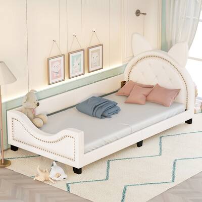 Twin Size Upholstered Daybed with Bunny Ears Headboard