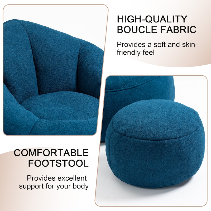 High Pressure Foam Bean Bag Chair with Padded Foam Padding Compressed Bean Bag With Footrest