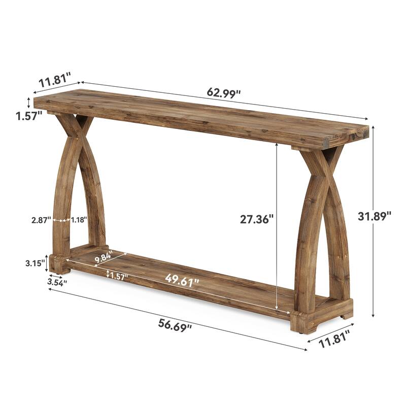 63" Solid Wood Entryway Table