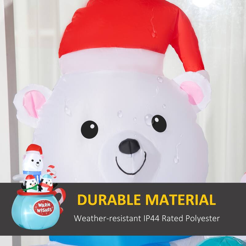 Outsunny 5ft Inflatable Christmas Blessed Polar Bear and Penguins in a Cup