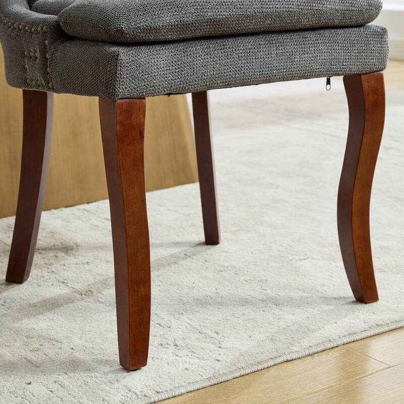 GDF Studio - Modern Chenille Upholstered Dining Chairs with Double-Layer Cushion & Curved Wood Legs, Set of 2